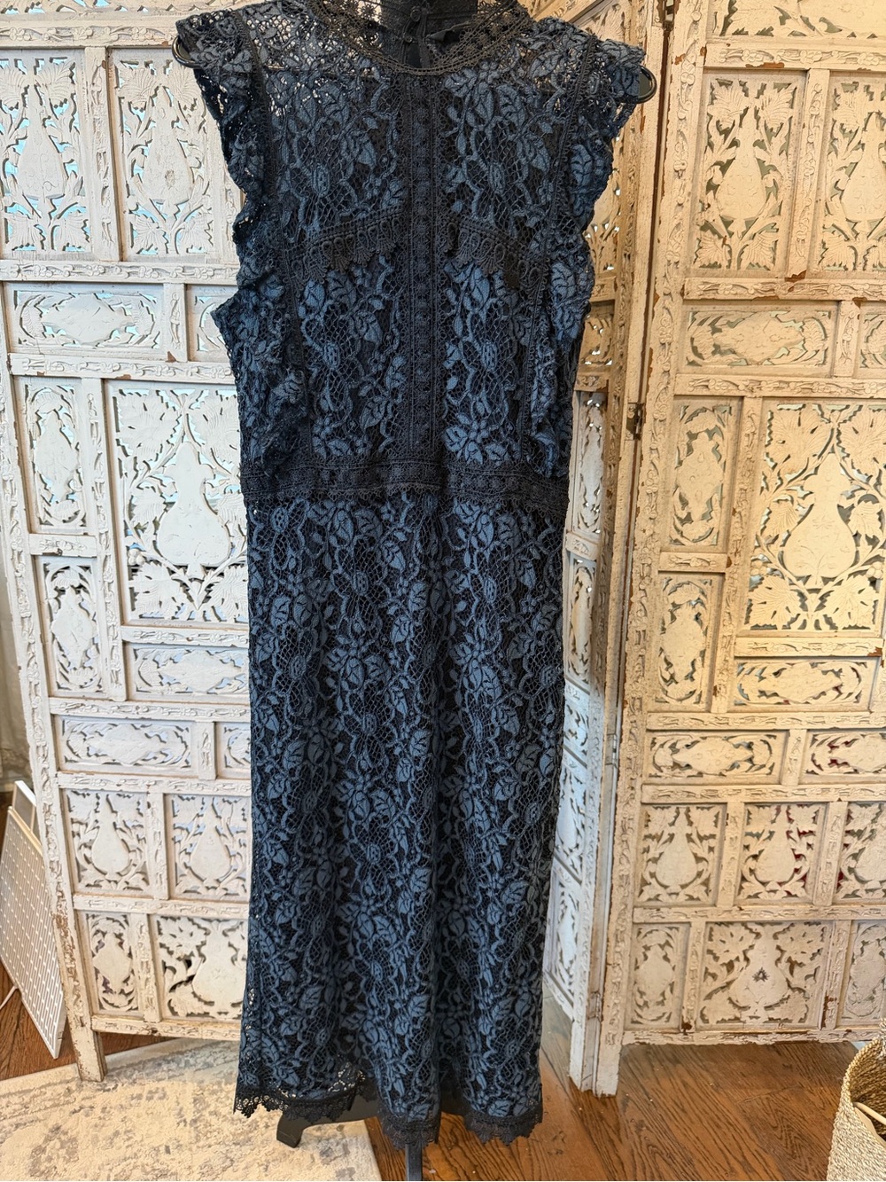 Zara Navy Blue Lace Maxi Dress